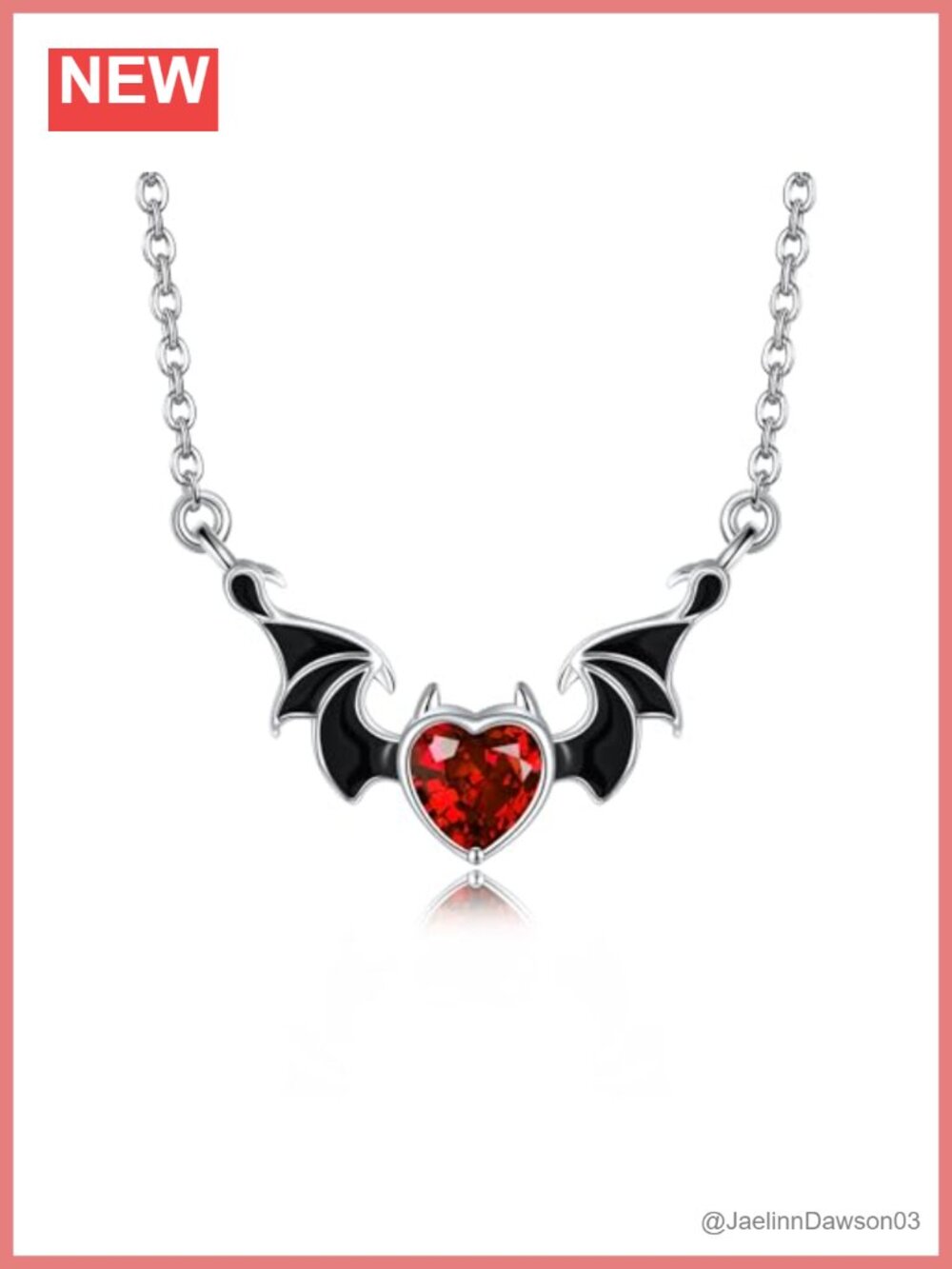 S925 Sterling Silver Bat Pendant Necklace Gothic Crescent Moon Jewelry